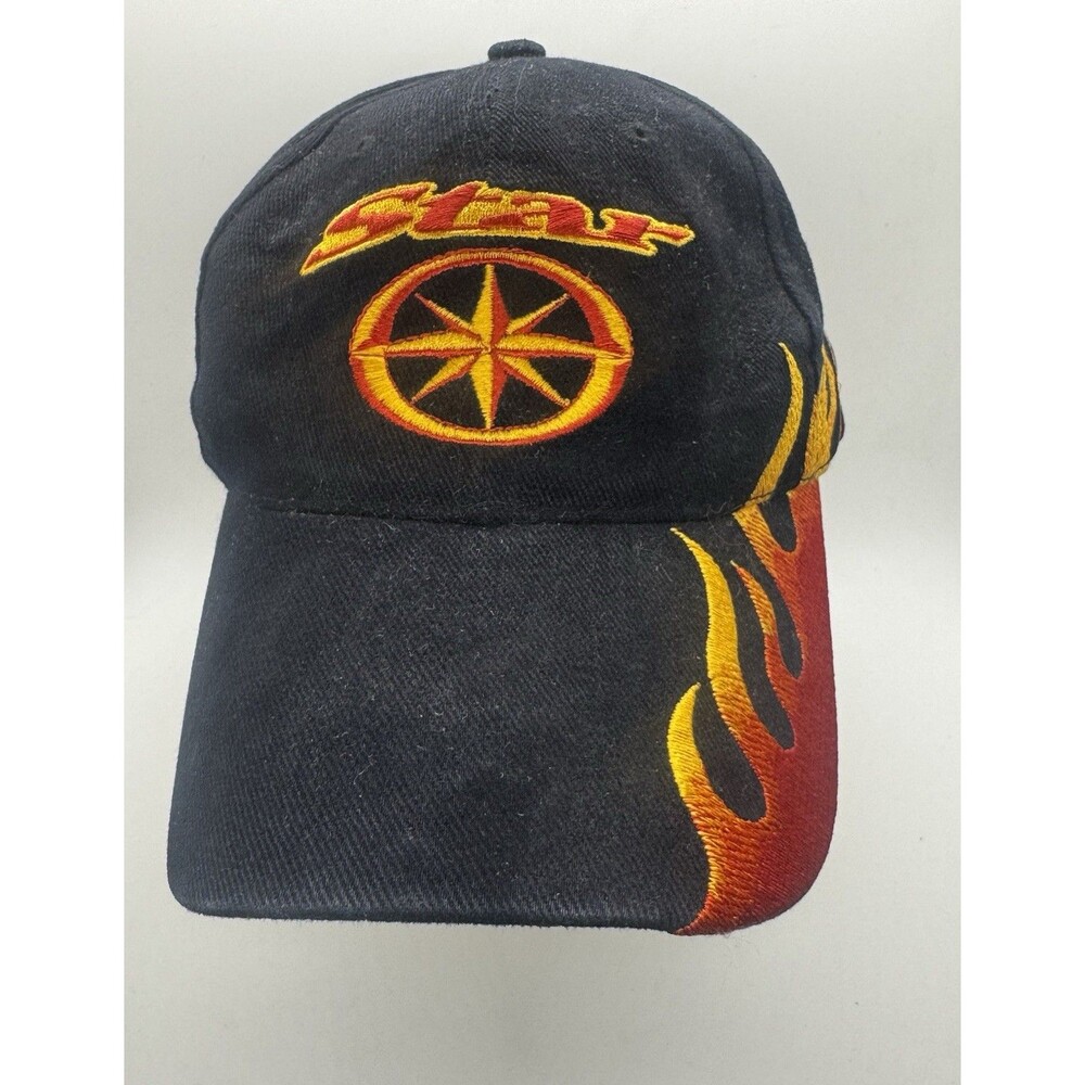 Yamaha Star Motorcycle Flames Black Baseball Hat Adjustable One Size Embroidered